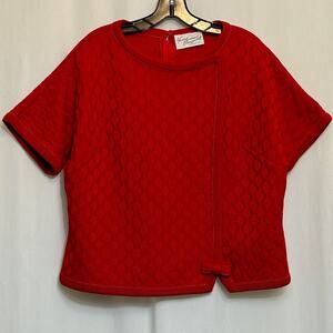 Young Viewpoint Fashion Knit Vintage Red Knit Top With Bow at Bottom